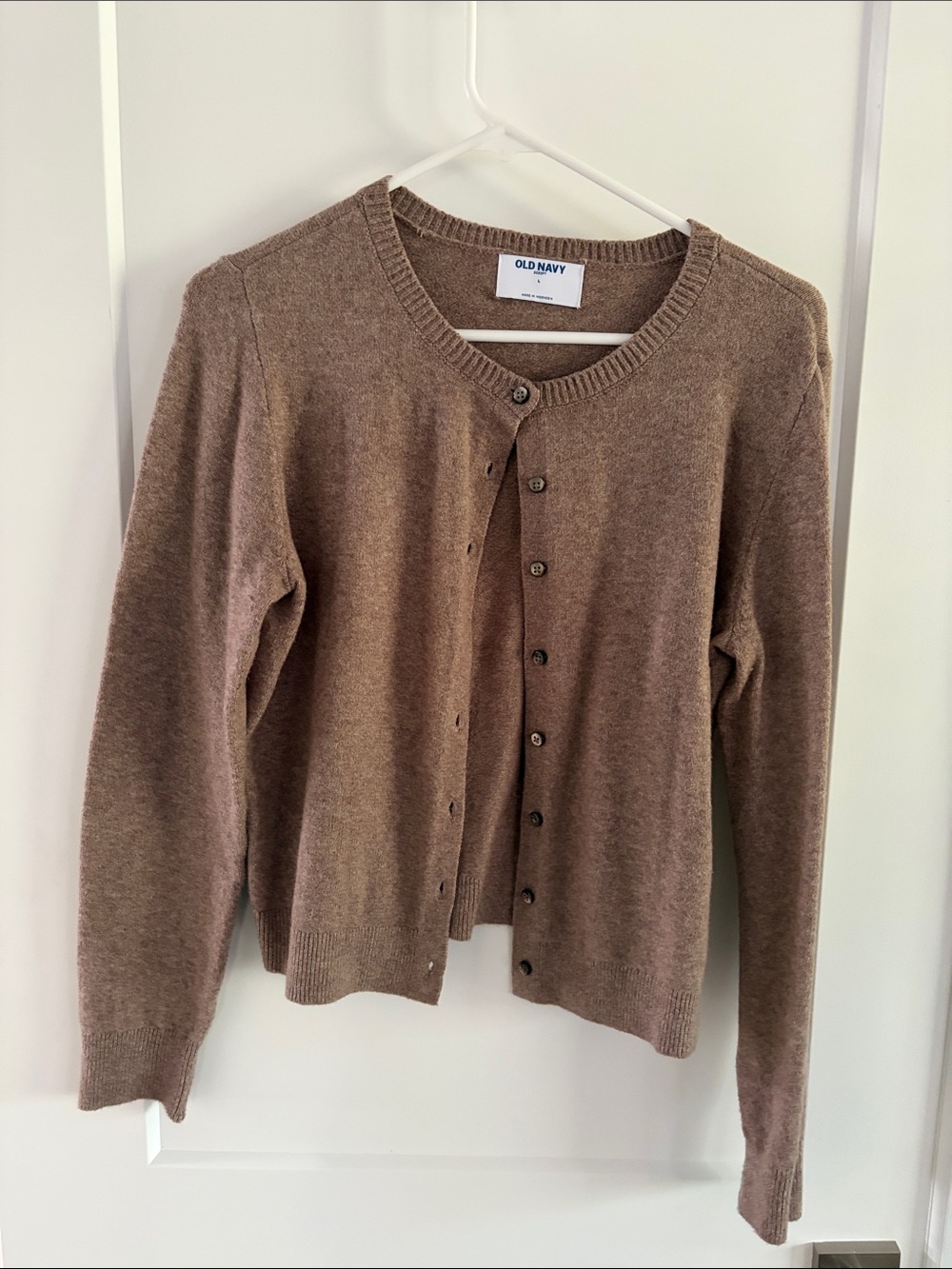 Old Navy Taupe Button-Front Knit Cardigan